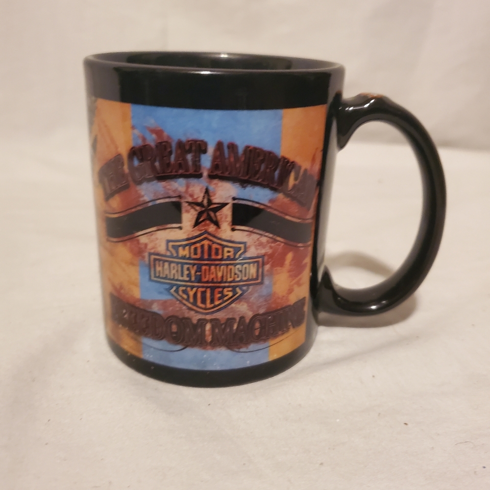 Harley Davidson Motorcycle Mug The Great American Freedom Machine Black 11 oz.